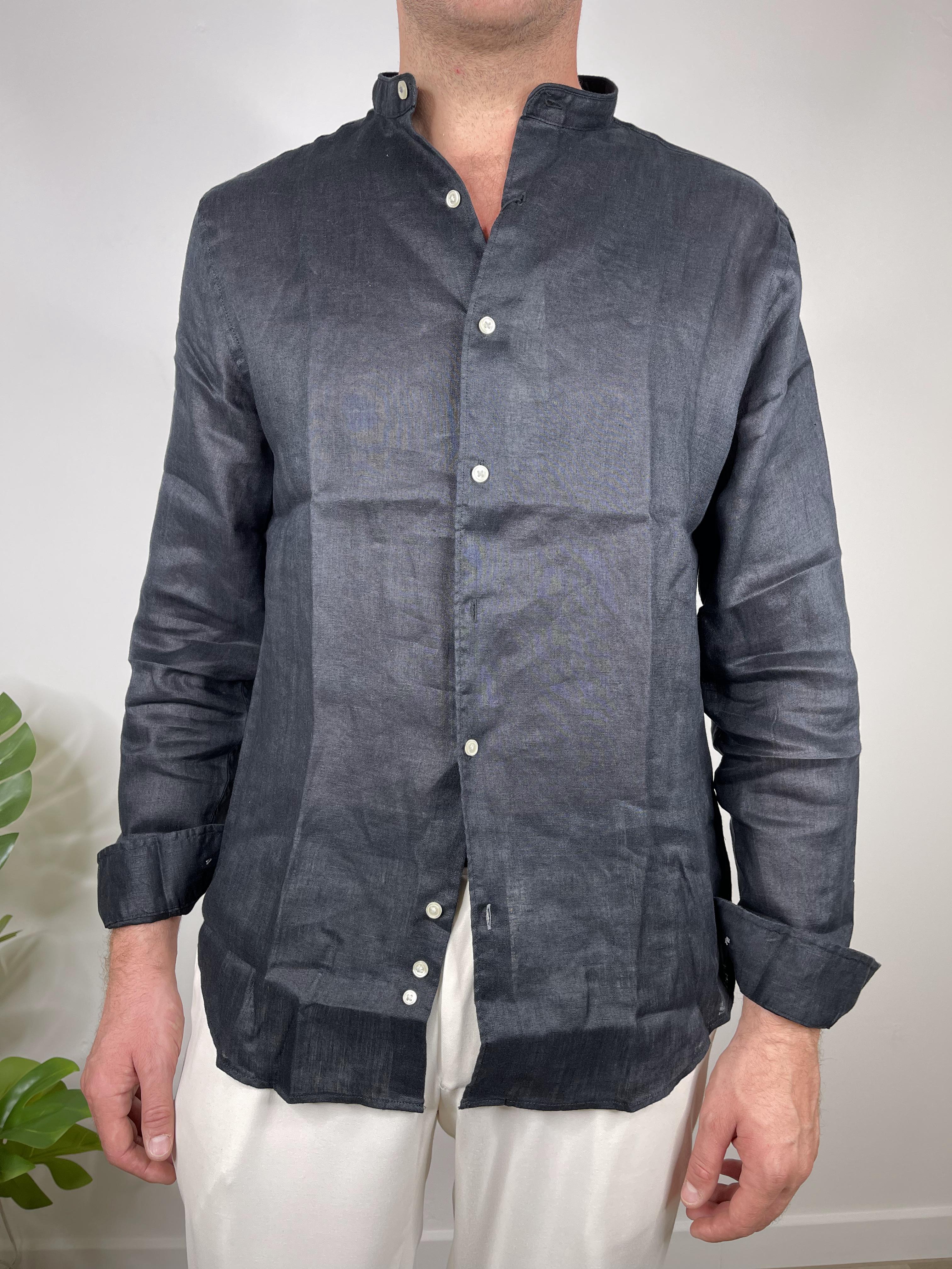 CAMICIA IN PURO LINO COLLO COREANO