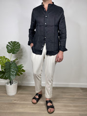 CAMICIA IN PURO LINO COLLO COREANO