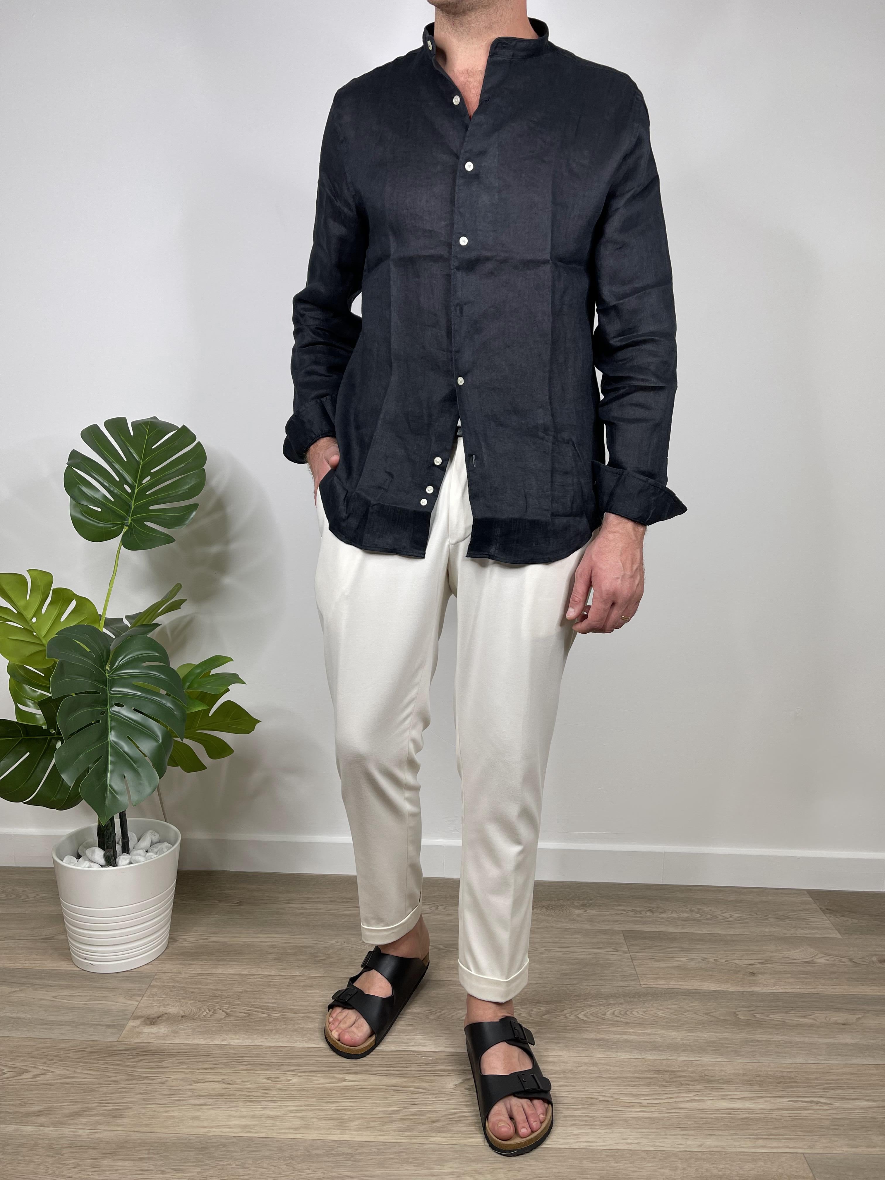 CAMICIA IN PURO LINO COLLO COREANO