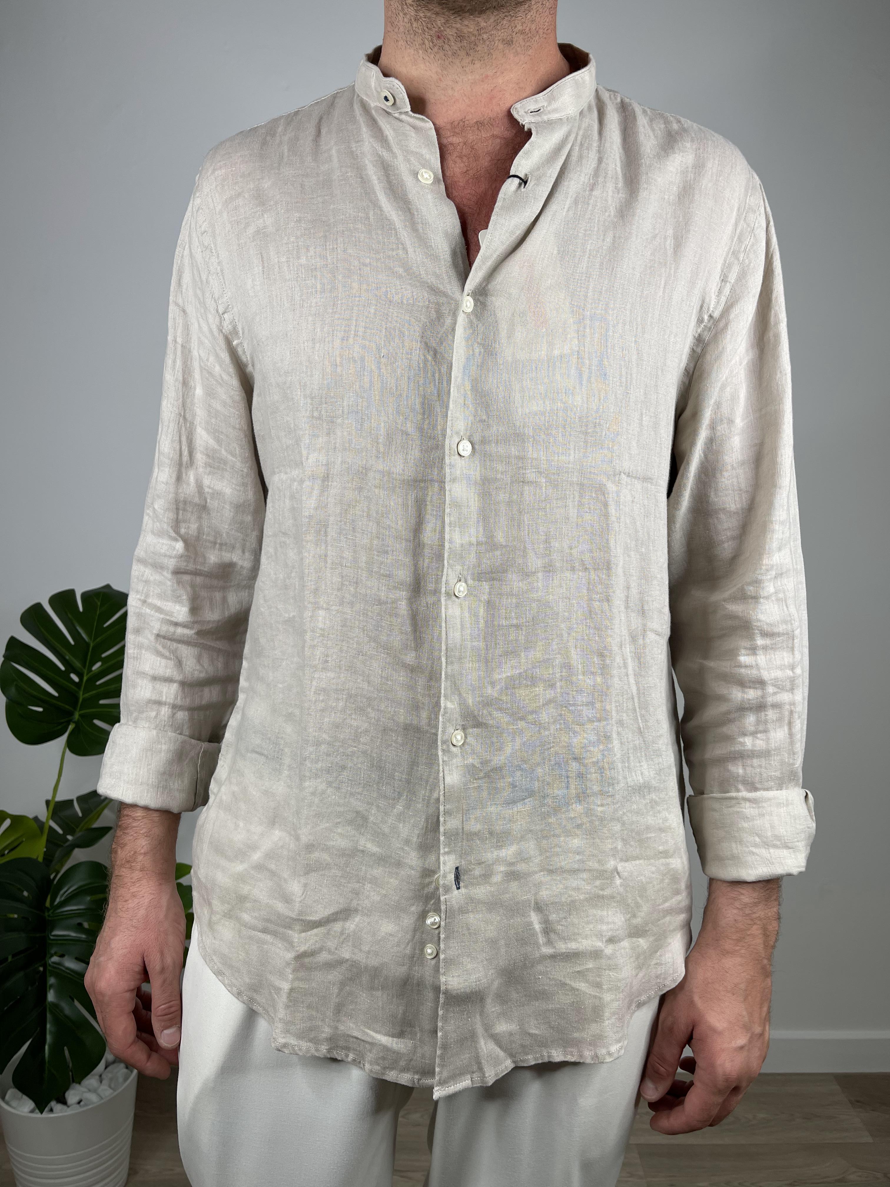 CAMICIA IN PURO LINO COLLO COREANO