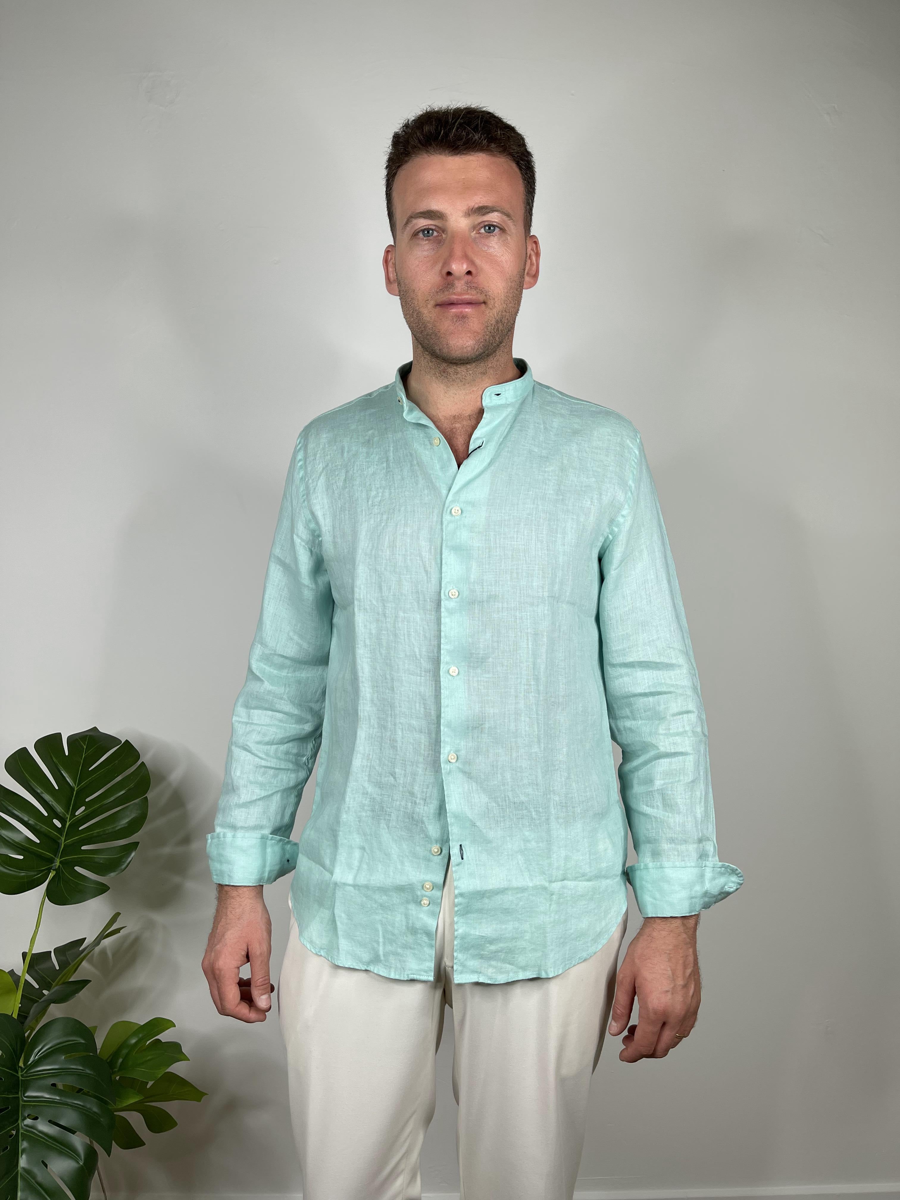 CAMICIA IN PURO LINO COLLO COREANO