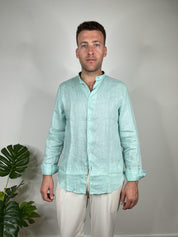 CAMICIA IN PURO LINO COLLO COREANO