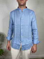 CAMICIA IN PURO LINO COLLO COREANO