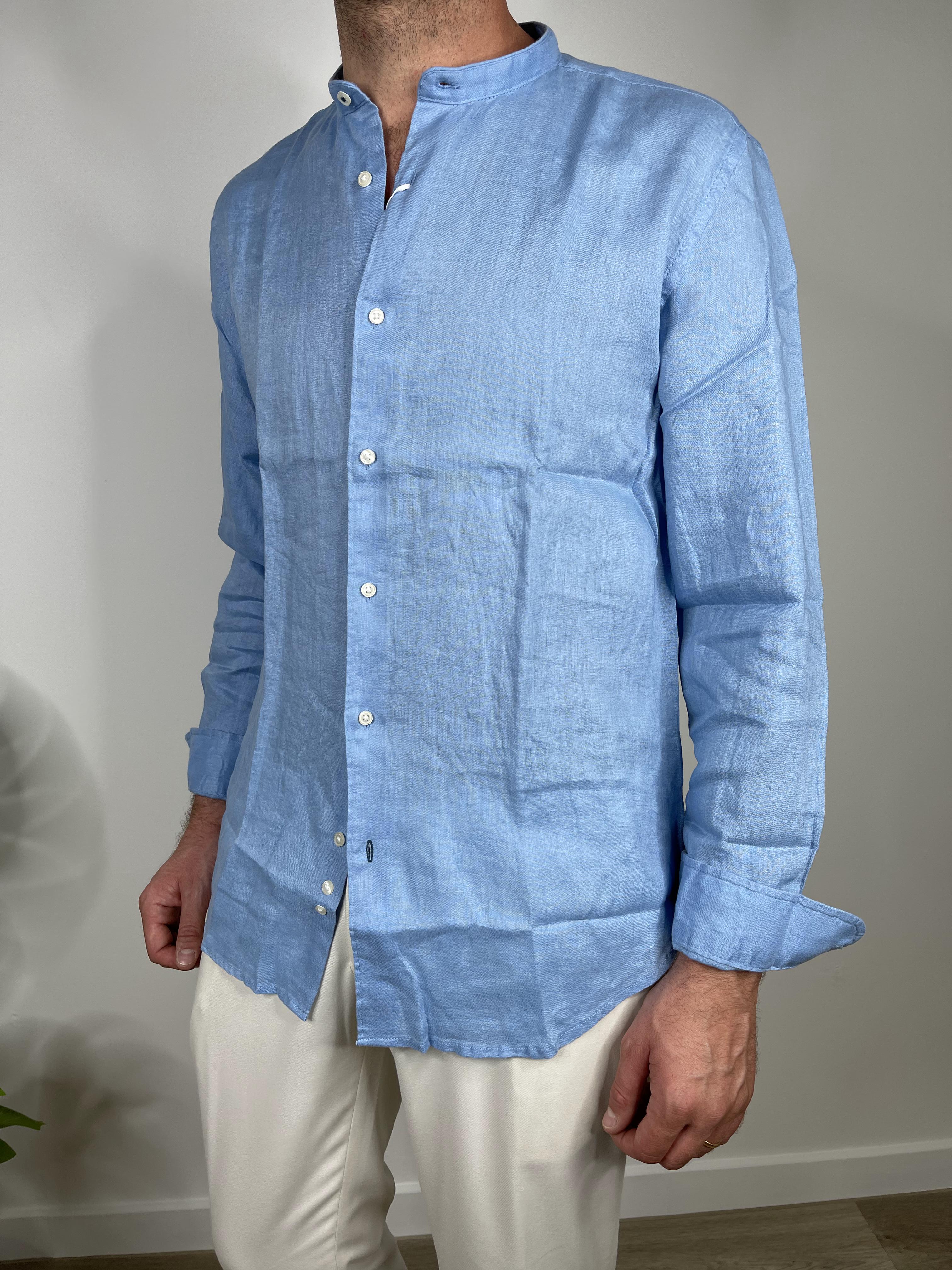 CAMICIA IN PURO LINO COLLO COREANO