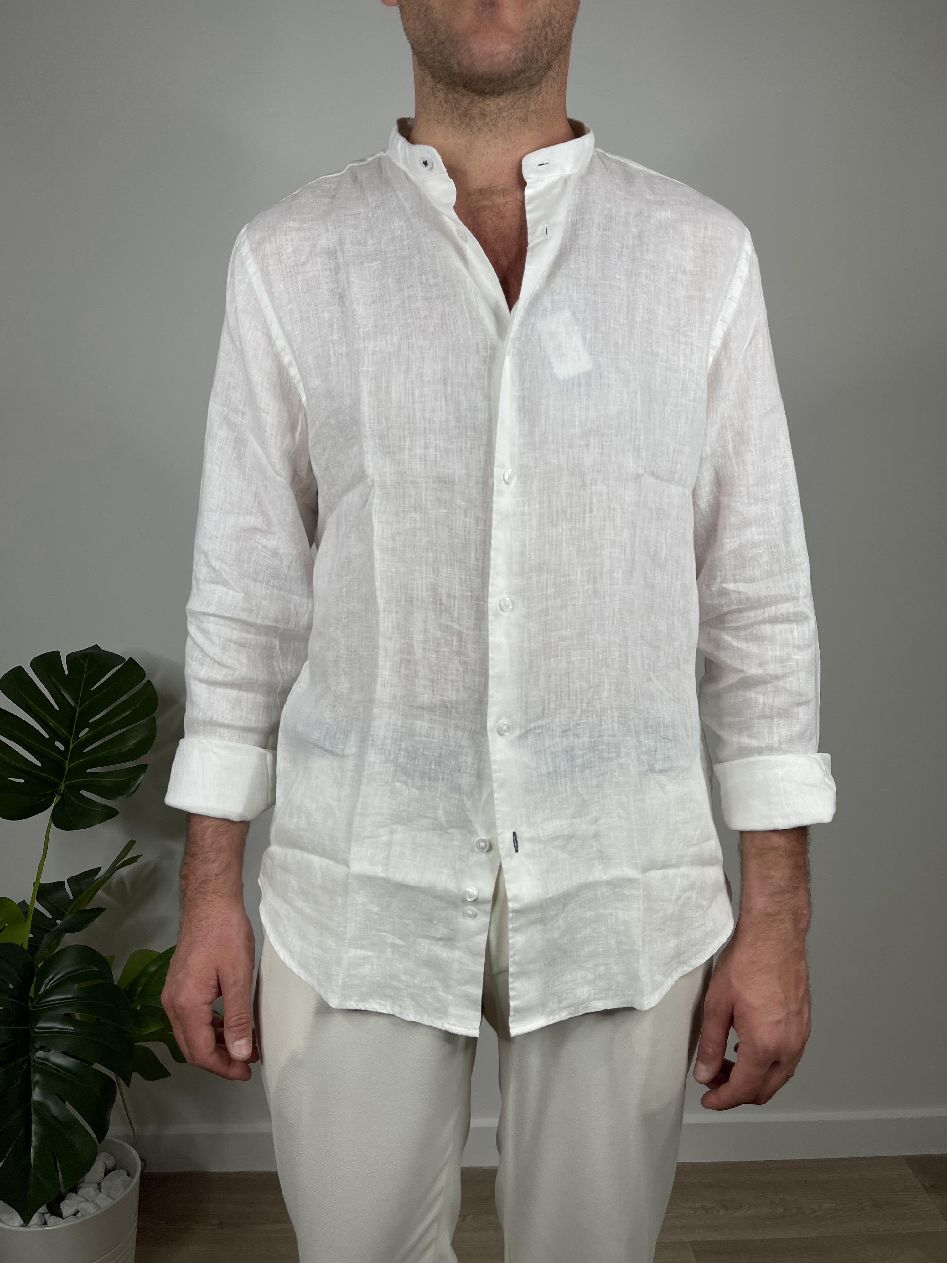 CAMICIA IN PURO LINO COLLO COREANO