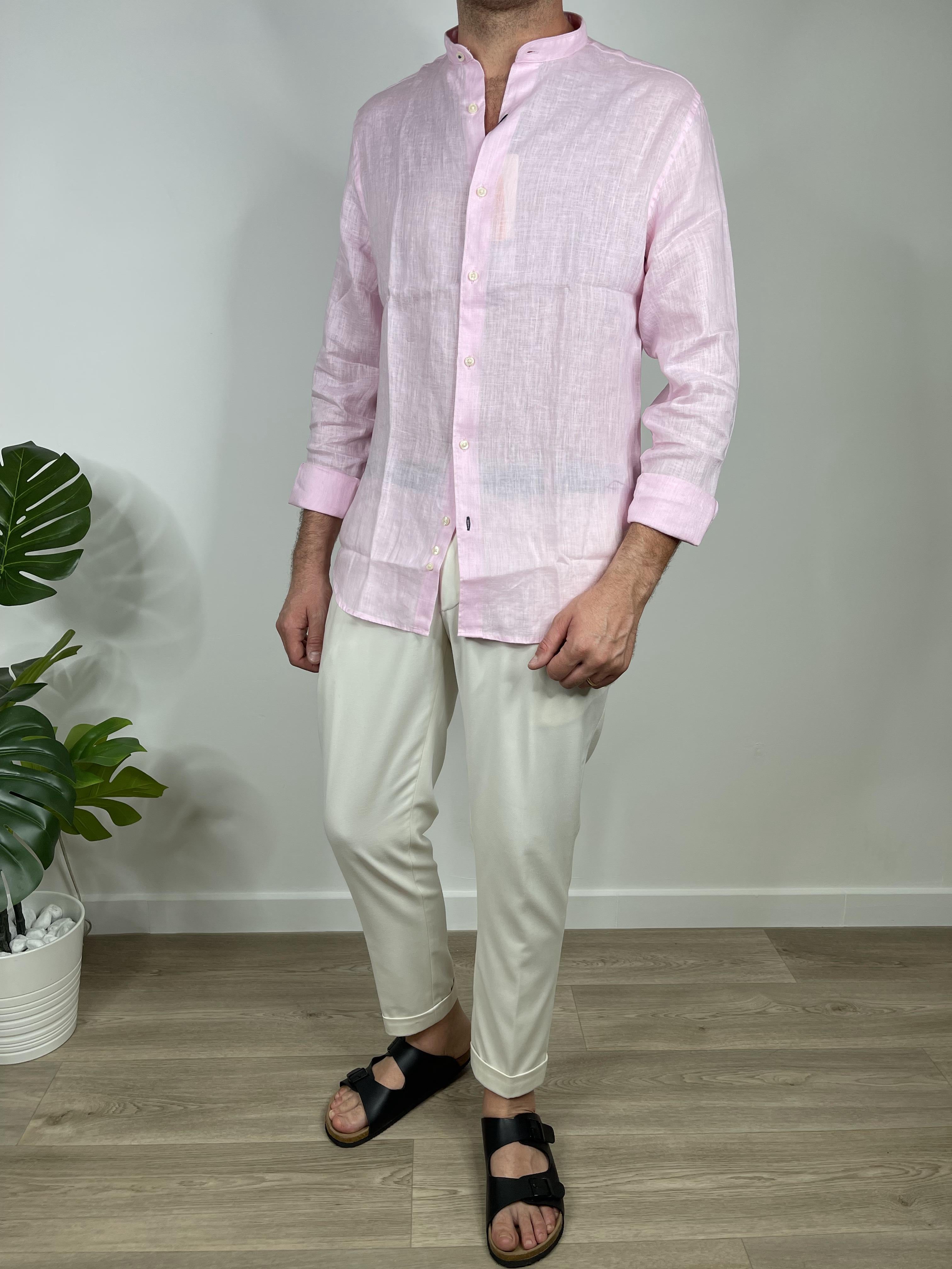 CAMICIA IN PURO LINO COLLO COREANO