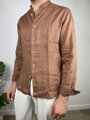 CAMICIA IN PURO LINO COLLO COREANO