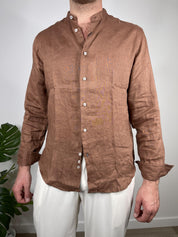 CAMICIA IN PURO LINO COLLO COREANO
