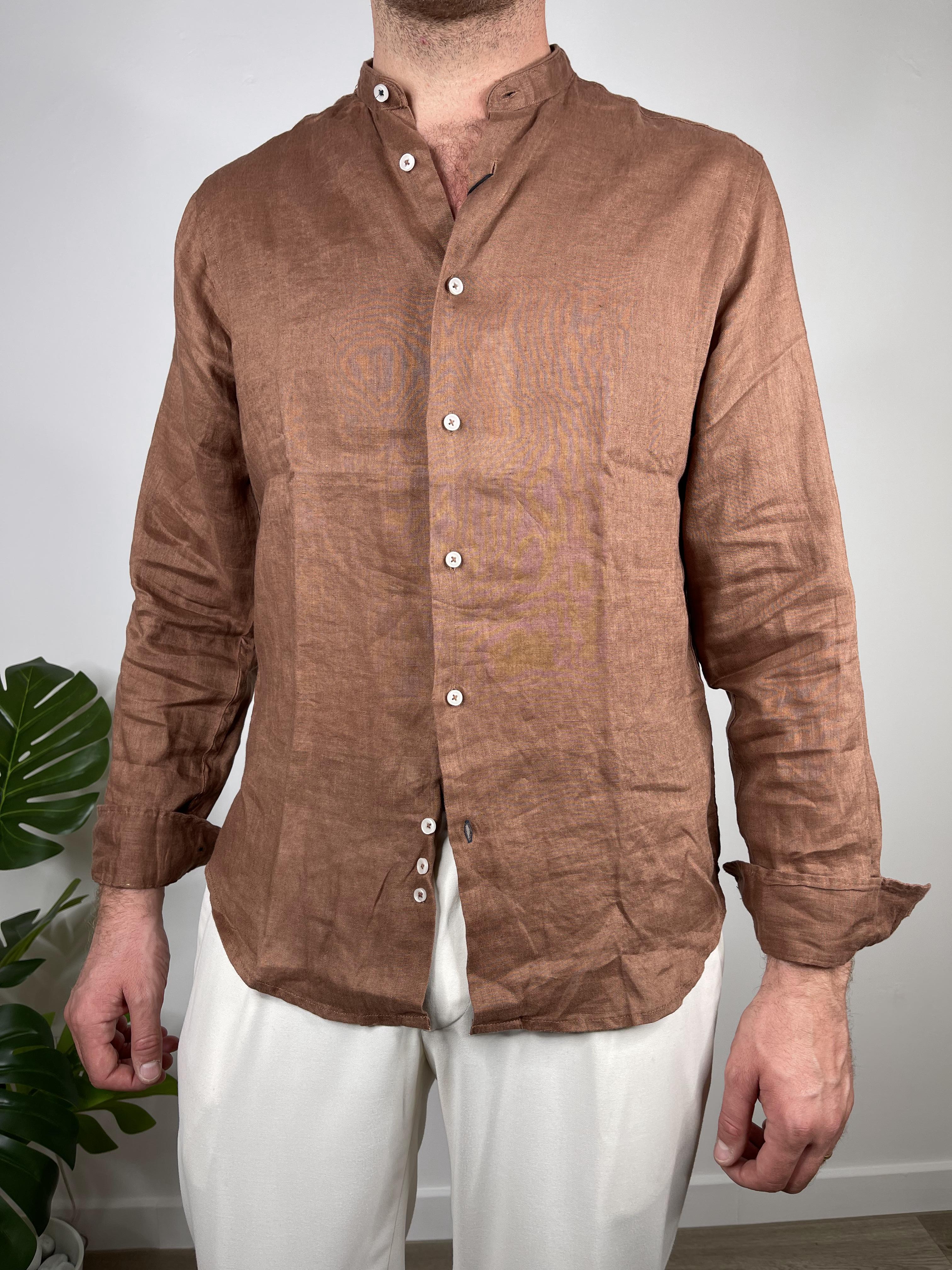 CAMICIA IN PURO LINO COLLO COREANO