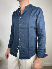 CAMICIA IN PURO LINO COLLO COREANO