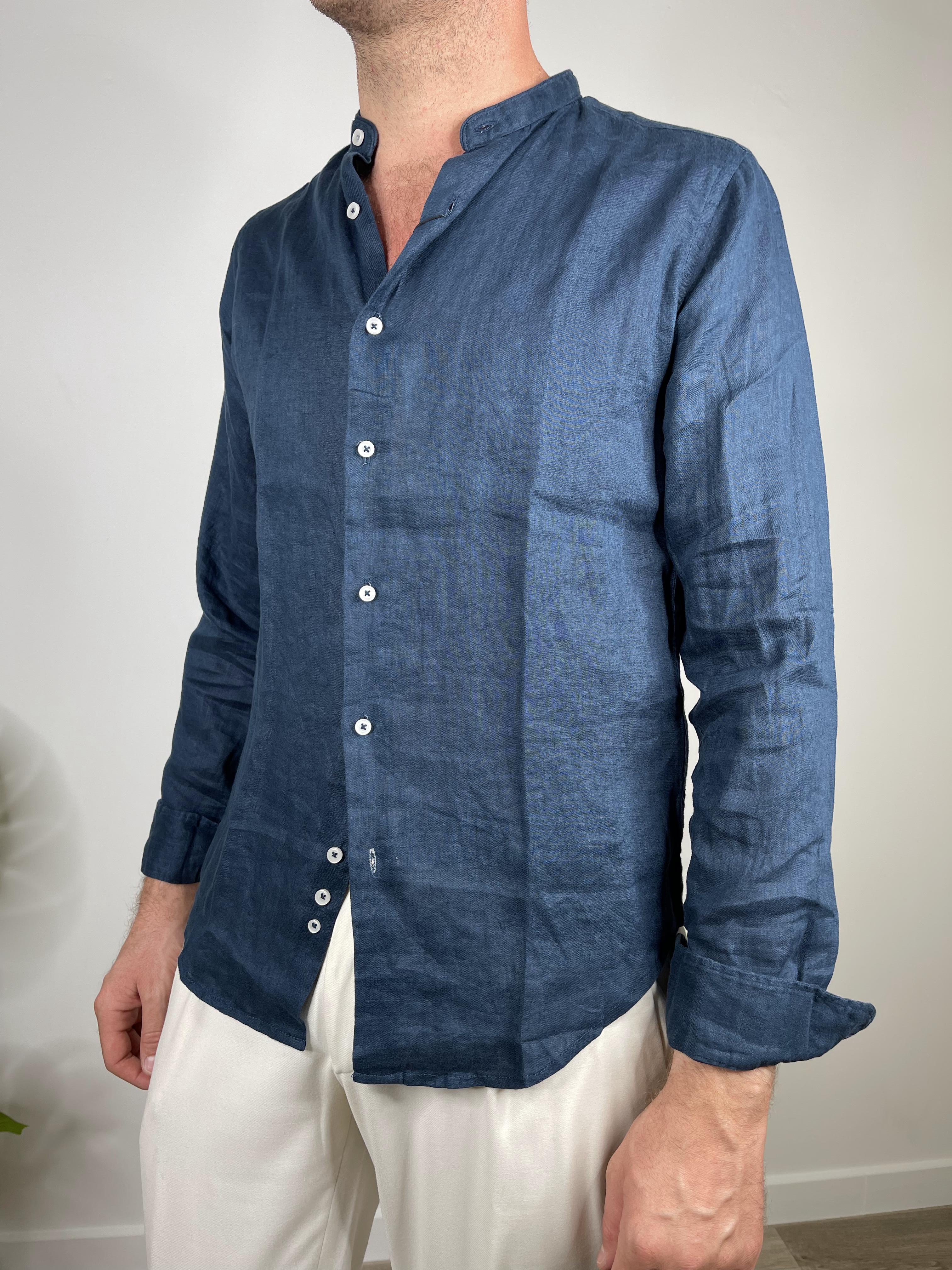 CAMICIA IN PURO LINO COLLO COREANO