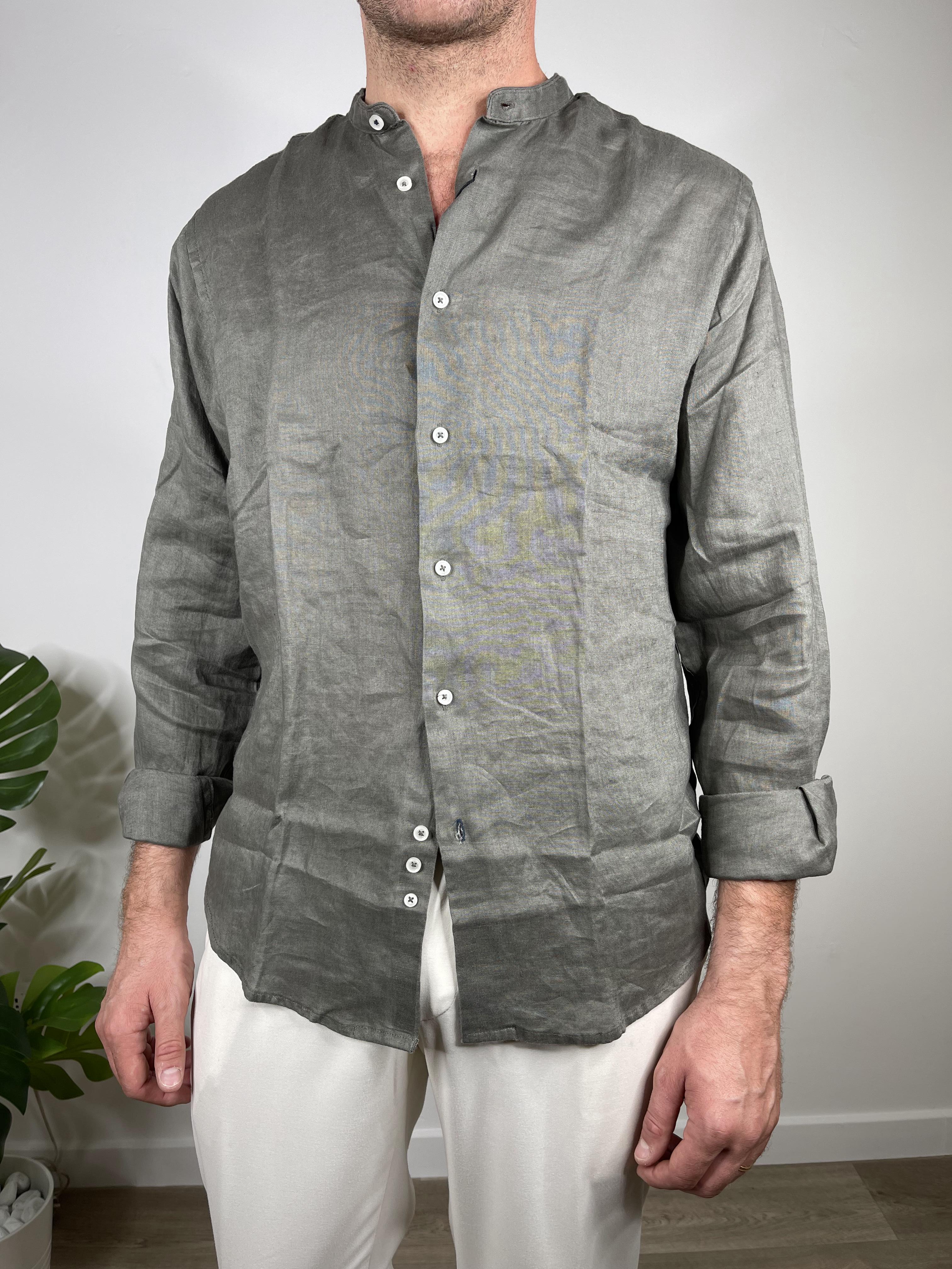 CAMICIA IN PURO LINO COLLO COREANO